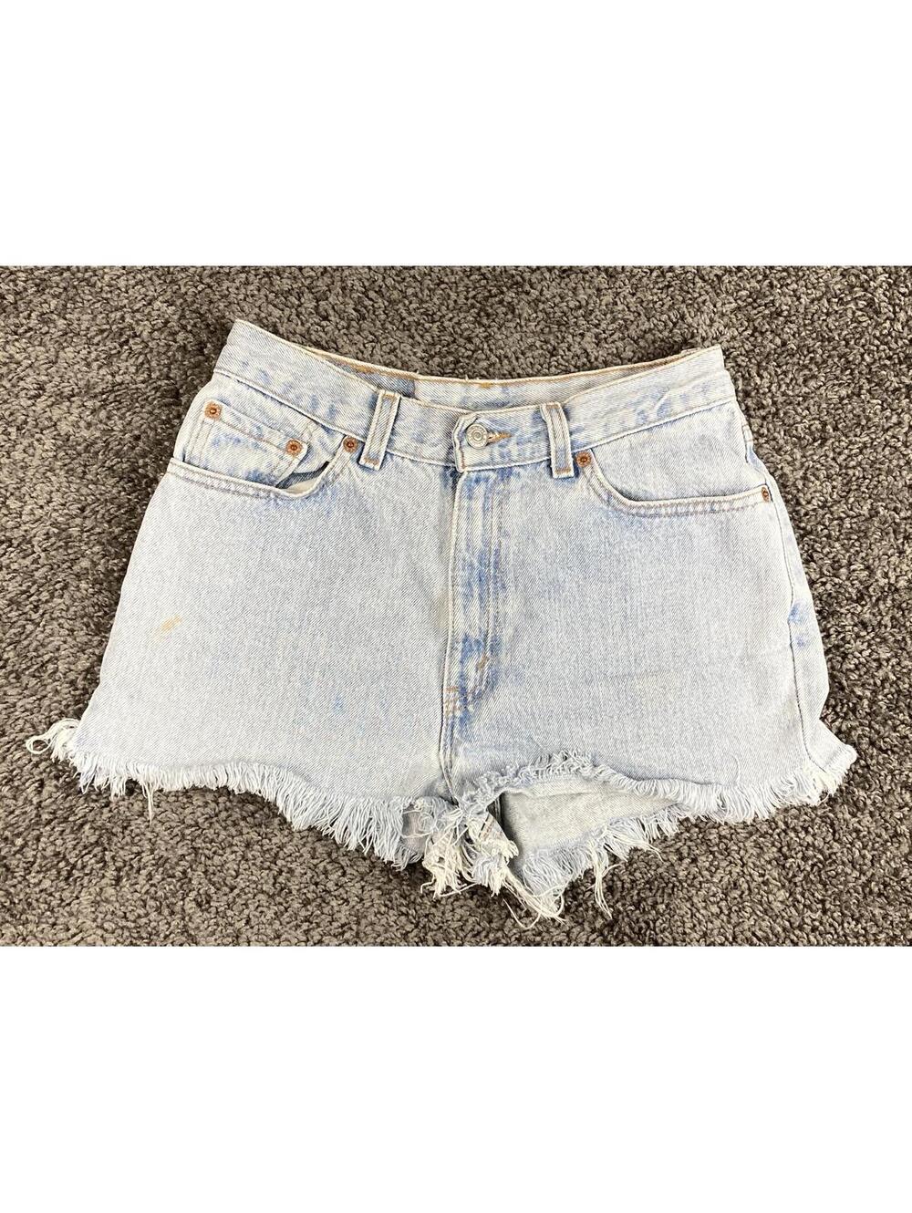 Vintage 90s Levi's 512 Cut Off Denim Shorts High Waisted Frayed Light Wash Sz 11
